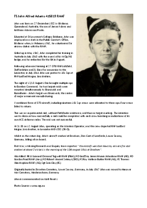 A preview of a PDF biography for Adams, John Alfred